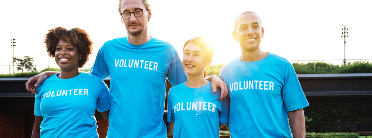 volunteer staff in custom printed t-shirts