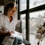 Female entrepreneur working from home office