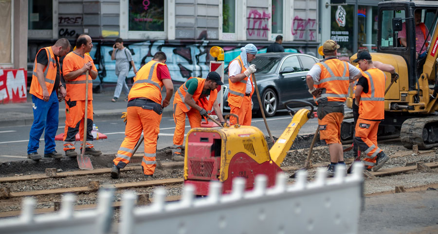 Hi-vis workwear on construction team