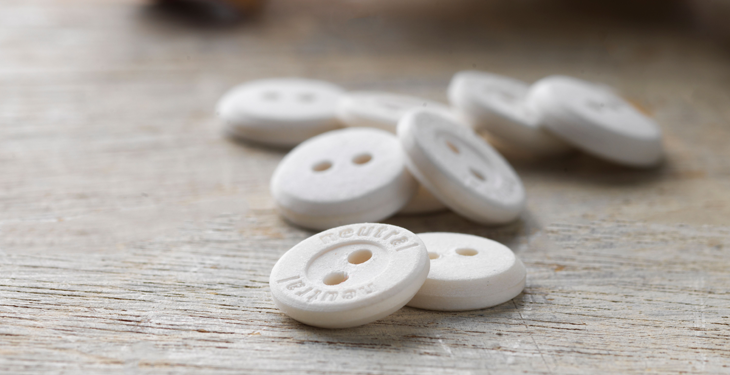 Buttons made from organic cotton off-cuts