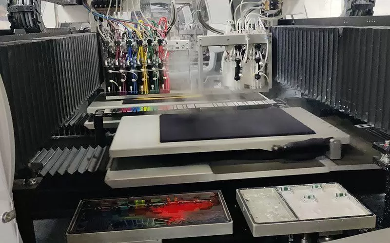 Inside DTG printing machine