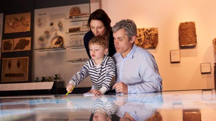 Family in a museum.