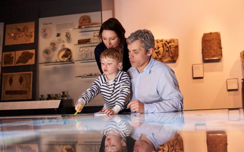 Family in a museum.