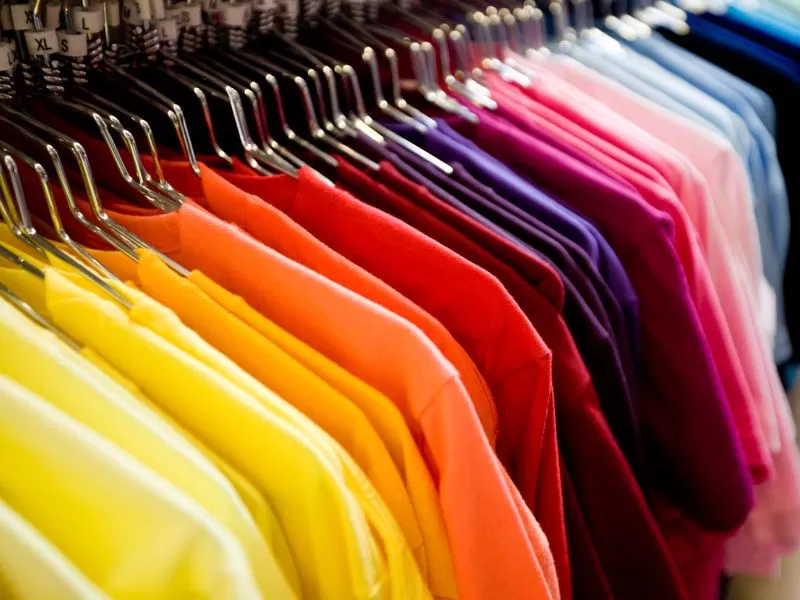 Colourful T-shirts.