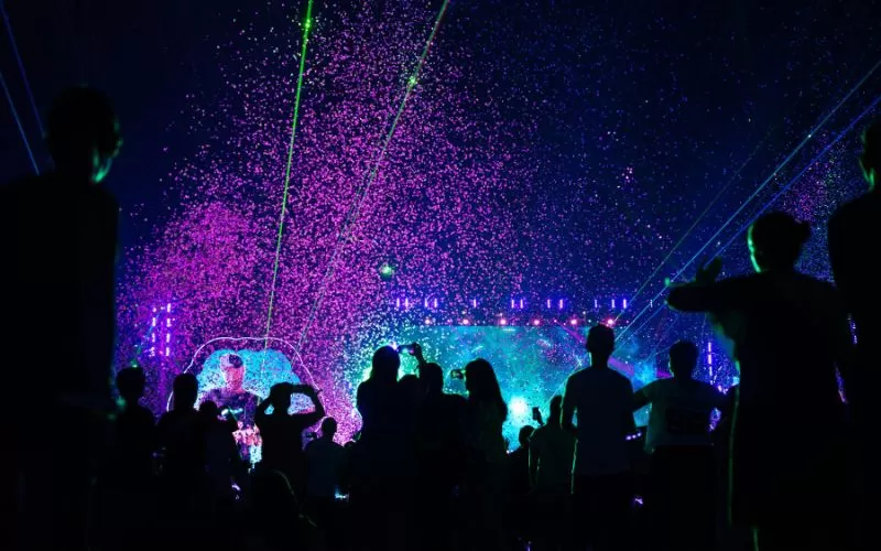 Concert Lights And Confetti.