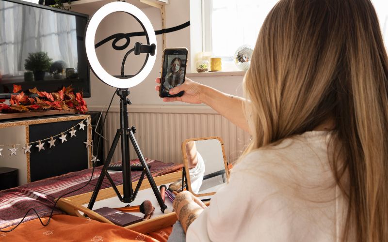 YouTuber filming a video.