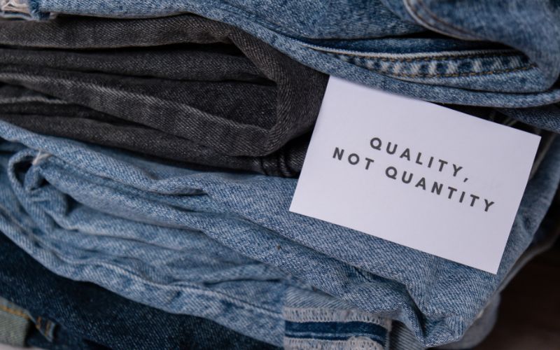 Quality not quantity jeans header image.