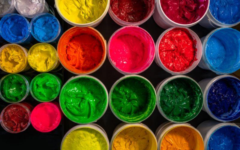 Screen printing ink pots.