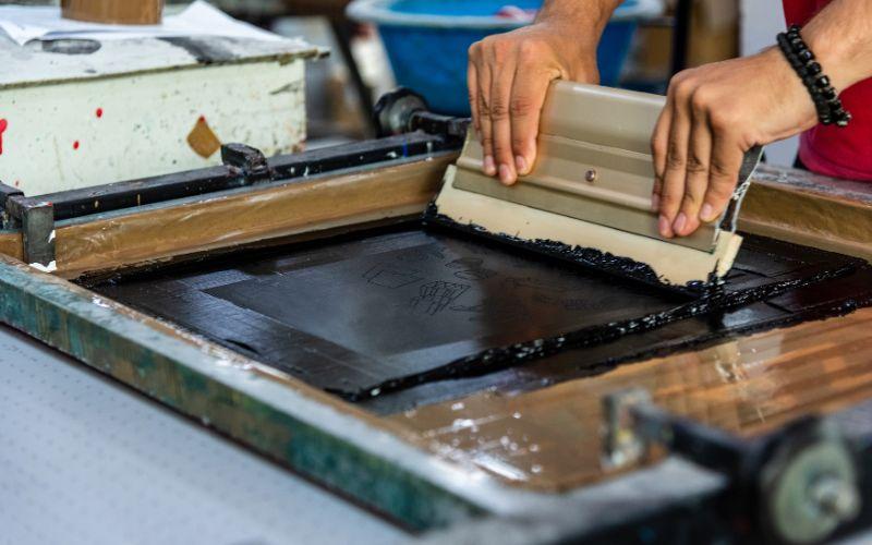 Screen printing process.