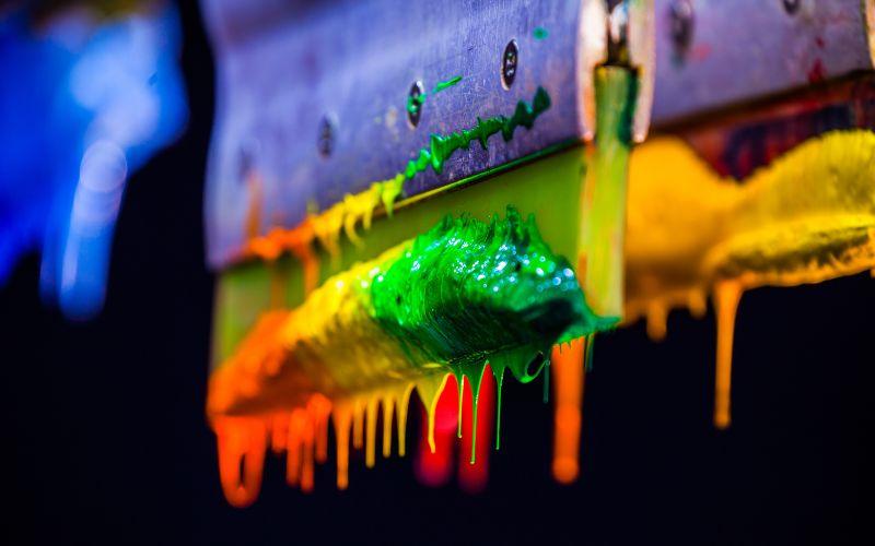 Rainbow screen printing ink.