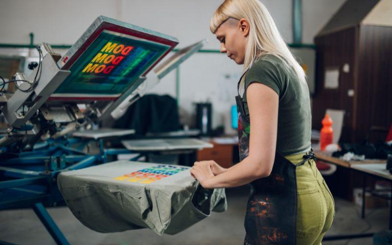Screen printing in process.