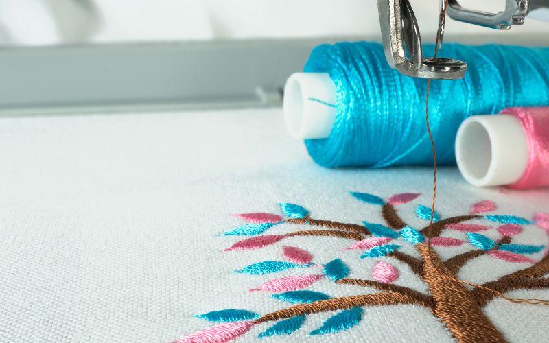 Embroidery in action.