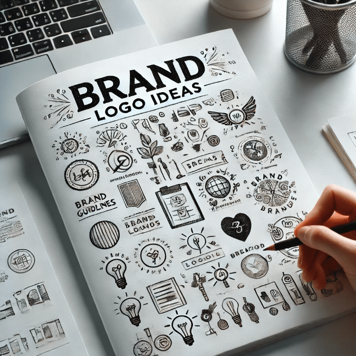 Brand logo ideas on note pad