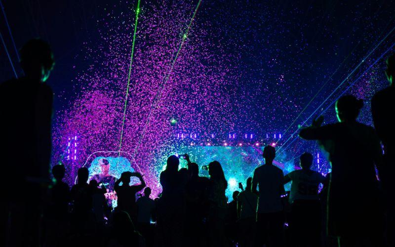 Concert Lights And Confetti.