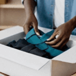 Fashion startup brand packing an order