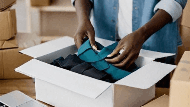 Fashion startup brand packing an order