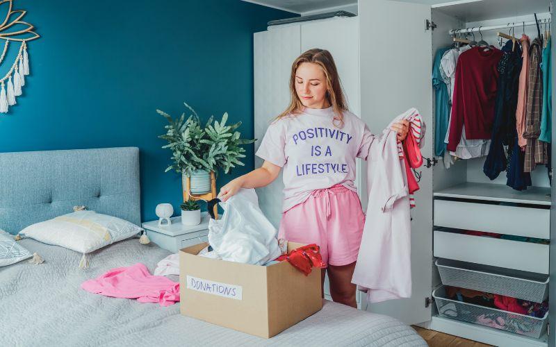 Person donating clothes.