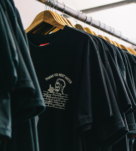 Custom printed t-shirts ready for fulfilment